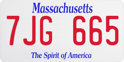 MA license plate 7JG665