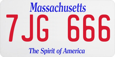 MA license plate 7JG666