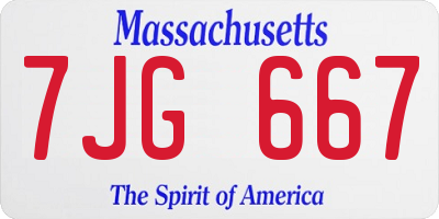 MA license plate 7JG667