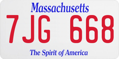 MA license plate 7JG668