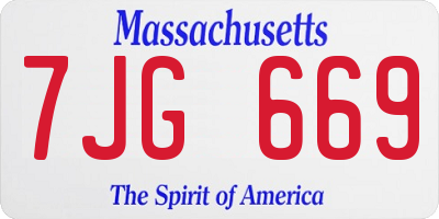 MA license plate 7JG669