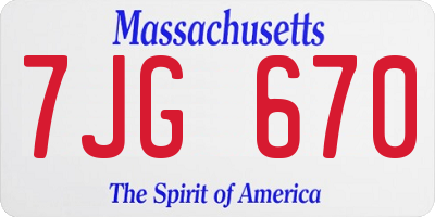 MA license plate 7JG670