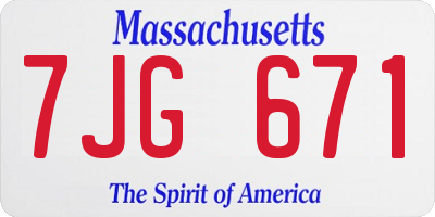 MA license plate 7JG671