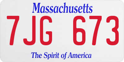 MA license plate 7JG673