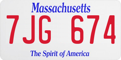 MA license plate 7JG674