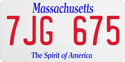 MA license plate 7JG675
