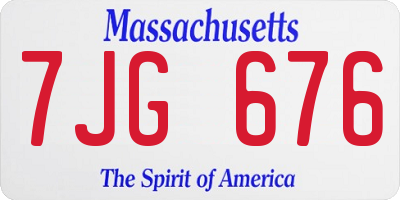 MA license plate 7JG676