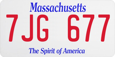 MA license plate 7JG677