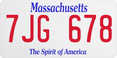MA license plate 7JG678