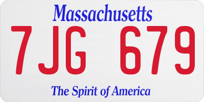 MA license plate 7JG679