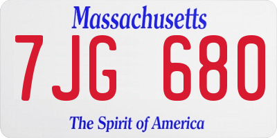 MA license plate 7JG680