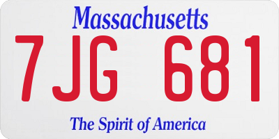 MA license plate 7JG681