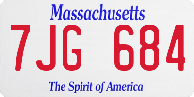 MA license plate 7JG684