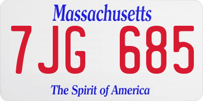 MA license plate 7JG685