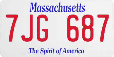 MA license plate 7JG687