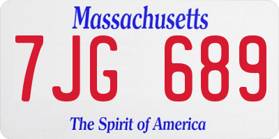 MA license plate 7JG689