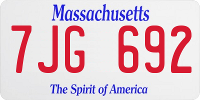 MA license plate 7JG692