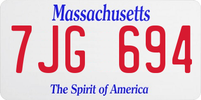 MA license plate 7JG694