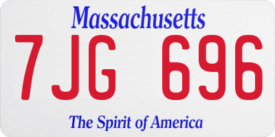 MA license plate 7JG696