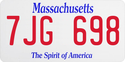 MA license plate 7JG698