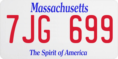 MA license plate 7JG699