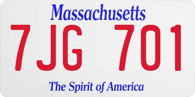 MA license plate 7JG701
