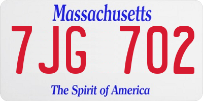 MA license plate 7JG702