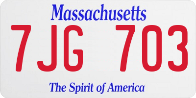 MA license plate 7JG703