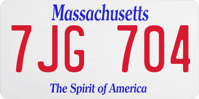 MA license plate 7JG704