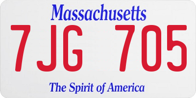 MA license plate 7JG705