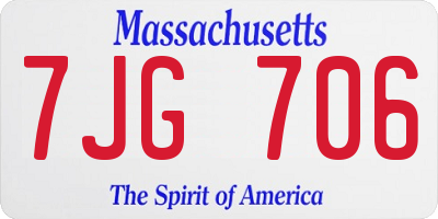 MA license plate 7JG706