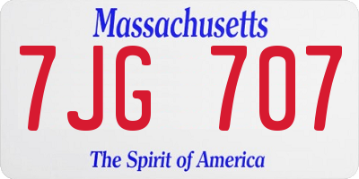MA license plate 7JG707