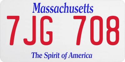 MA license plate 7JG708