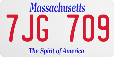 MA license plate 7JG709