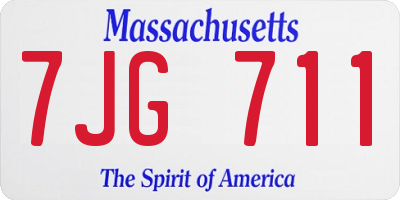 MA license plate 7JG711