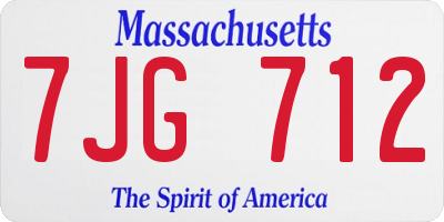 MA license plate 7JG712