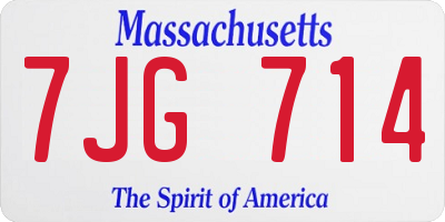 MA license plate 7JG714
