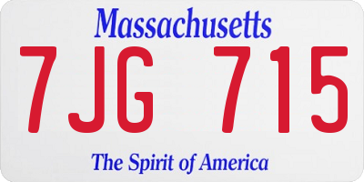 MA license plate 7JG715