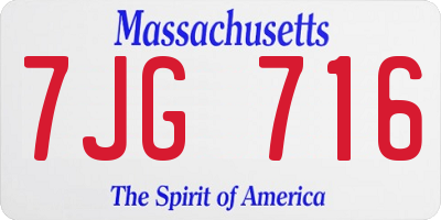 MA license plate 7JG716