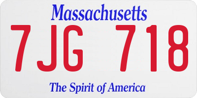 MA license plate 7JG718