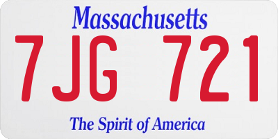 MA license plate 7JG721