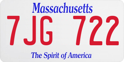 MA license plate 7JG722