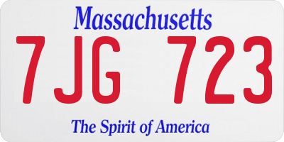 MA license plate 7JG723