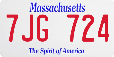 MA license plate 7JG724