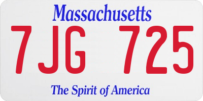MA license plate 7JG725