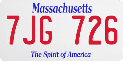 MA license plate 7JG726