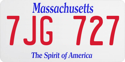 MA license plate 7JG727