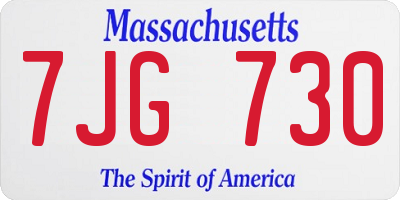 MA license plate 7JG730