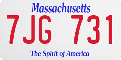 MA license plate 7JG731