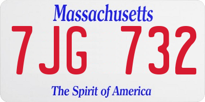MA license plate 7JG732